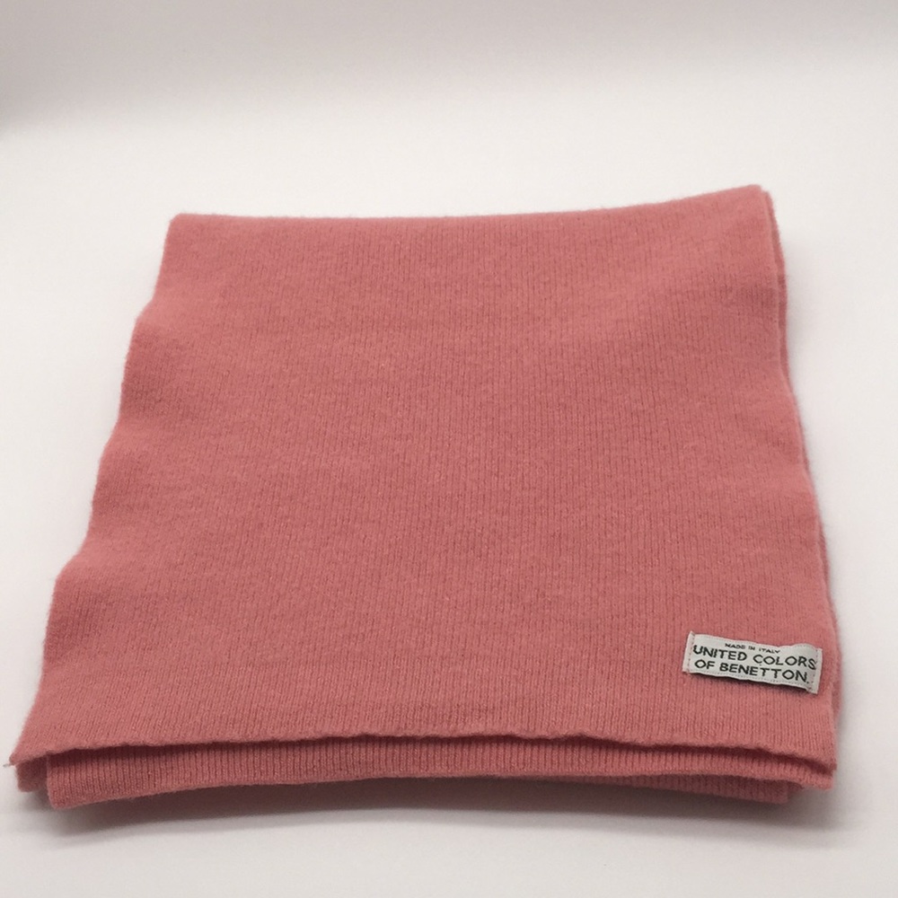 United Colors of Benetton Wool Winter Scarf Pink 65" x 10" Italy